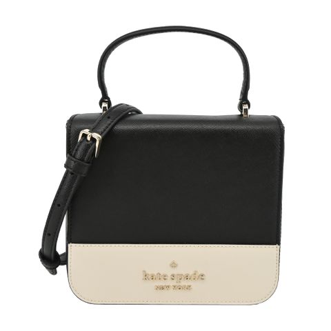 Kate Spade 防刮撞色手提/斜背兩用方包-奶茶黑