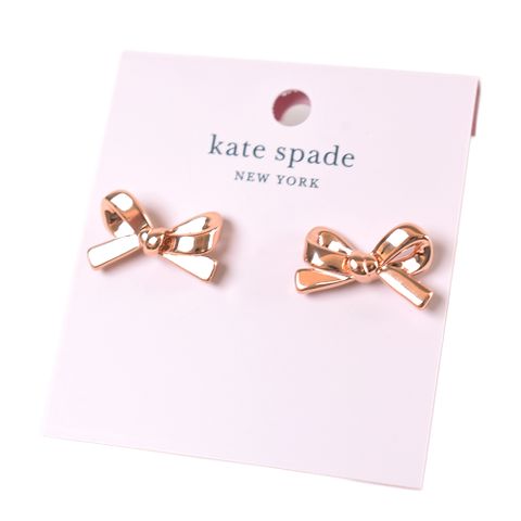 Kate Spade 蝴蝶結針式耳環-玫瑰金