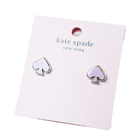 KATE SPADE 琺瑯桃心針式耳環-丁香紫