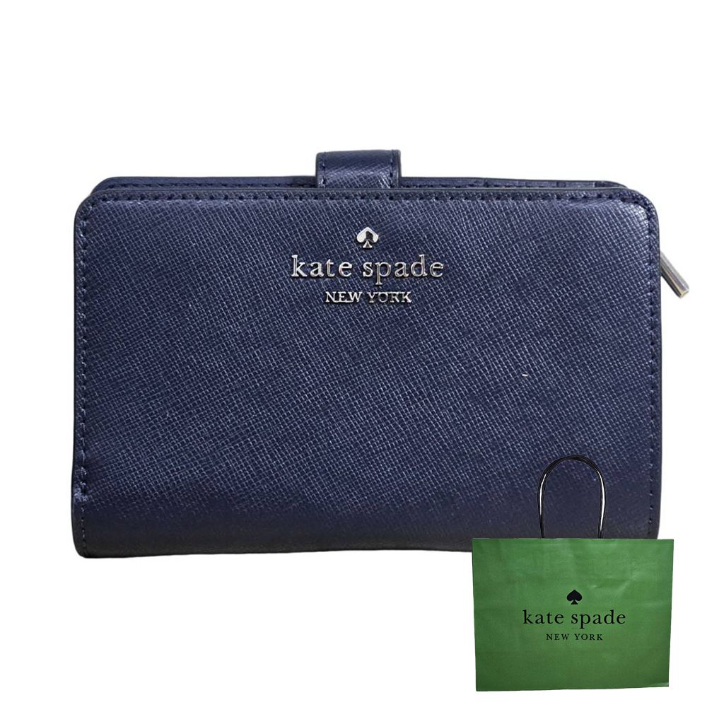 Kate Spade 防刮皮革雙折釦式中夾(贈原廠紙袋)