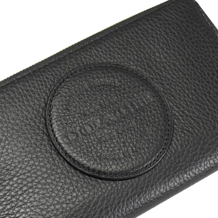 COACH 蔻馳  圓標LOGO拼接手掛式拉鍊長夾.黑