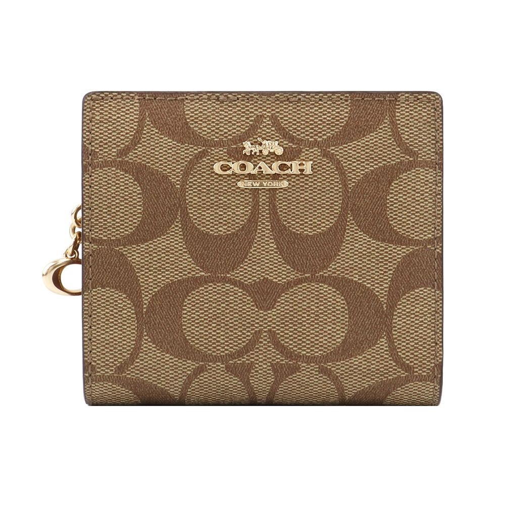 COACH 立體金色馬車LOGO緹花/素面皮革零錢短夾多色可選- PChome 24h購物