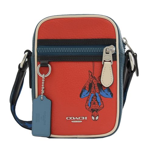 COACH 蜘蛛人造型斜背手機包.紅/藍