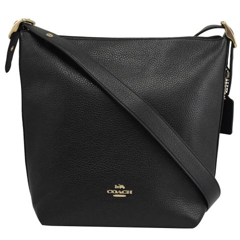 COACH C2818 Val Duffle 經典LOGO荔枝皮革斜背包.黑