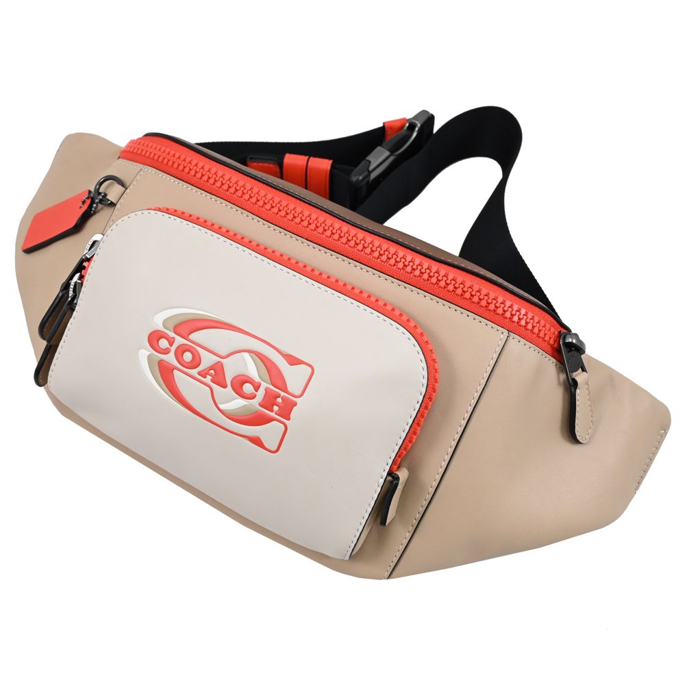 COACH 蔻馳  經典壓印LOGO撞色腰包/胸口包.沙色