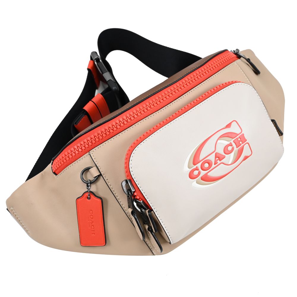 COACH 蔻馳  經典壓印LOGO撞色腰包/胸口包.沙色