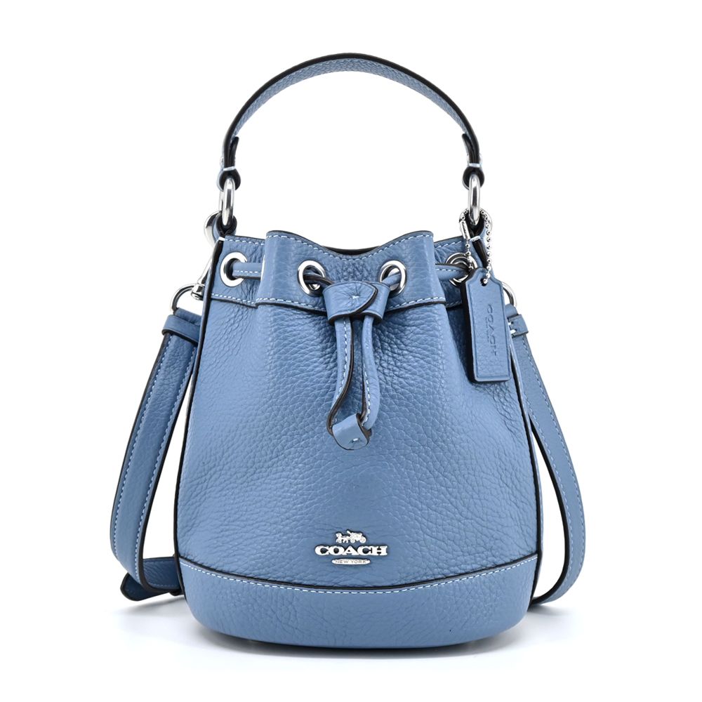 Coach 蔻馳 Dempsey Bucket 15皮革水桶包迷你灰藍 Pchome 24h購物 3783