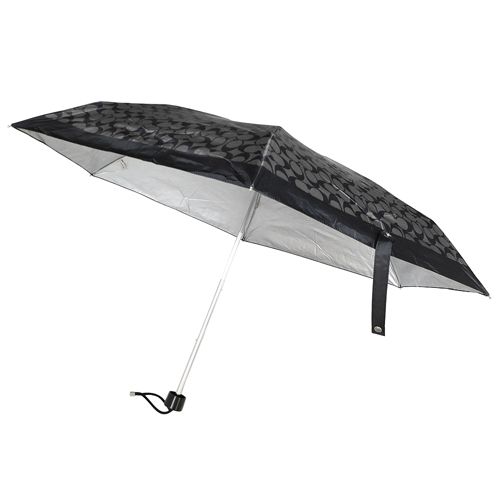 COACH鐵灰黑C Logo攜帶型抗UV折疊晴雨傘- PChome 24h購物
