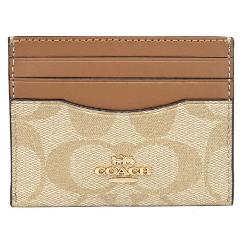 COACH CH415 經典LOGO印花隨身名片卡夾.卡其/咖