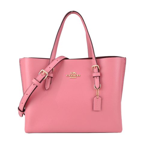 COACH 蔻馳 MOLLIE 25素面皮革手提/斜背兩用包(糖粉)