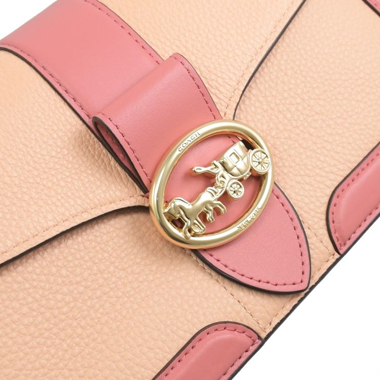 COACH 蔻馳  Georgie 馬車LOGO荔枝紋兩用酒神包.玫粉