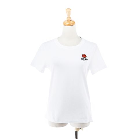 KENZO X Nigo 聯名新款刺繡小海棠花圖騰短䄂女款棉質T恤 (白色)
