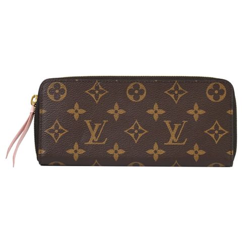 Louis Vuitton 路易威登 Clemence 經典花紋拉鍊長夾.粉 現貨