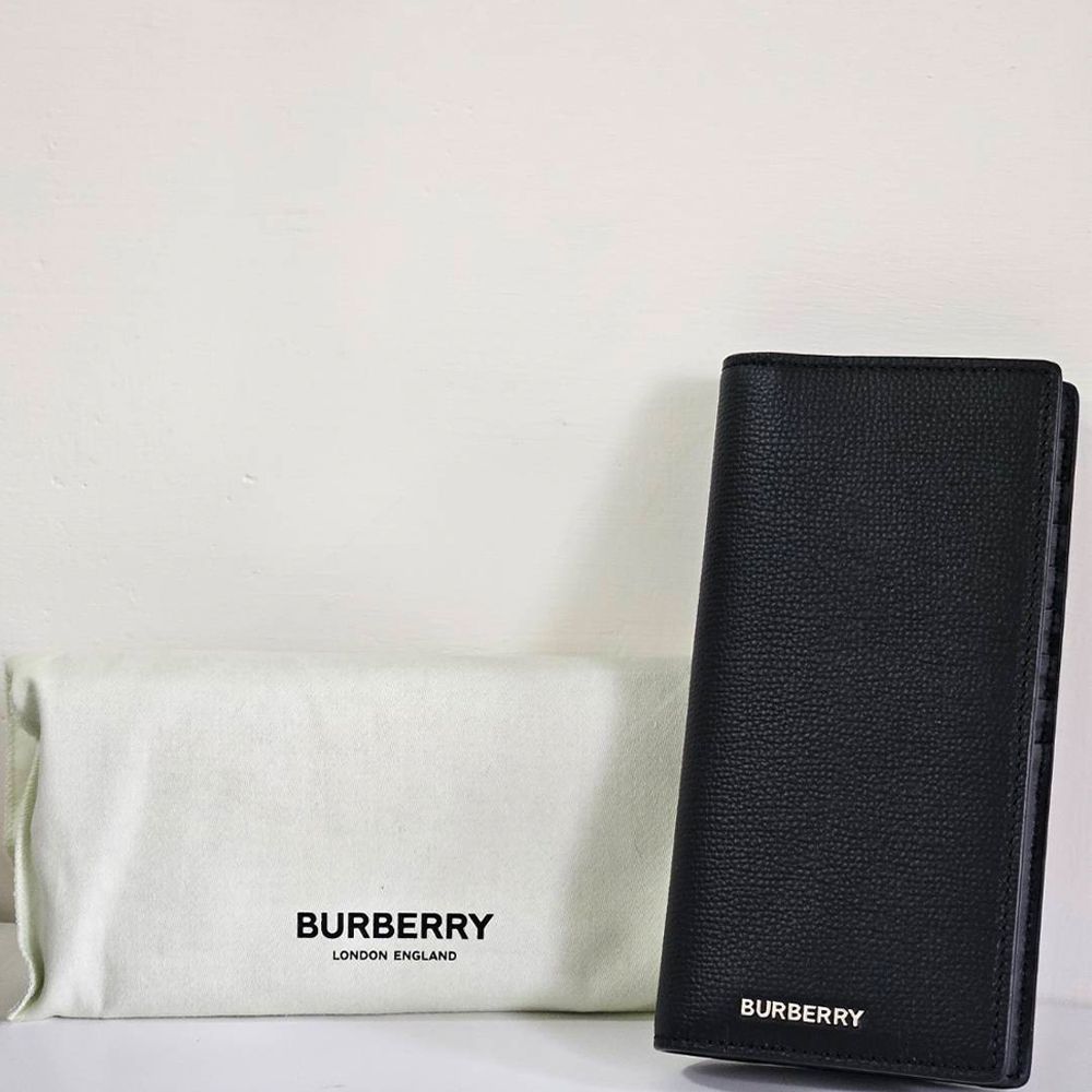 BURBERRY 巴寶莉 CAVENDISH 簡約金屬LOGO小牛皮對折零錢長夾 (贈原廠防塵袋紙袋盒)