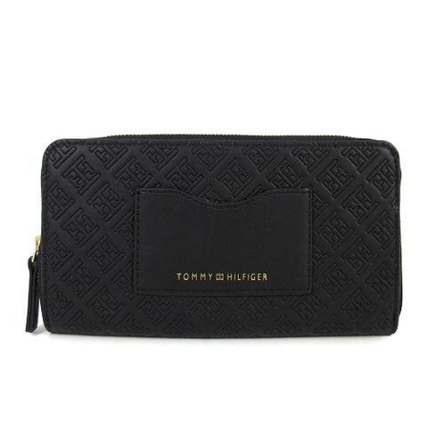 TOMMY HILFIGER 黑色TH LOGO拉鍊長夾