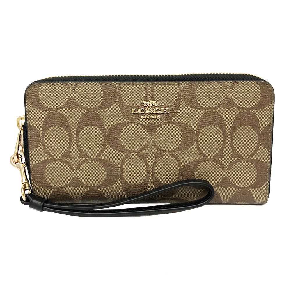 COACH 蔻馳 【COACH】C LOGO手掛式拉鍊零錢袋長夾(焦糖/黑)
