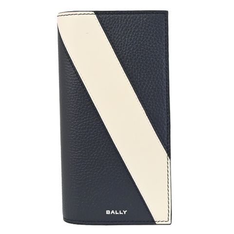 BALLY 6304913 LGO 燙印LOGO牛皮對開長夾.深藍