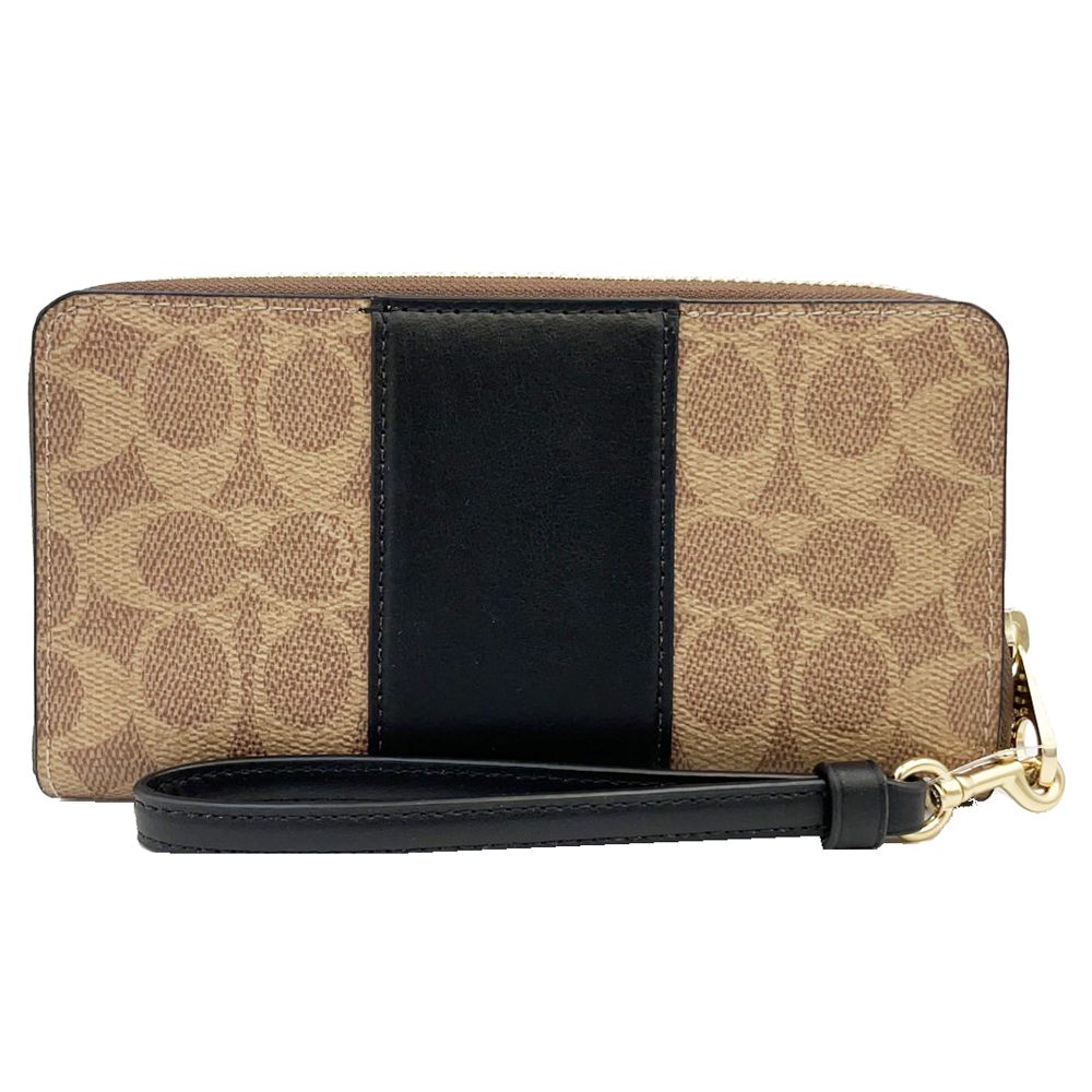 COACH 蔻馳 【COACH】C LOGO手掛式拉鍊零錢袋長夾(直紋黑)