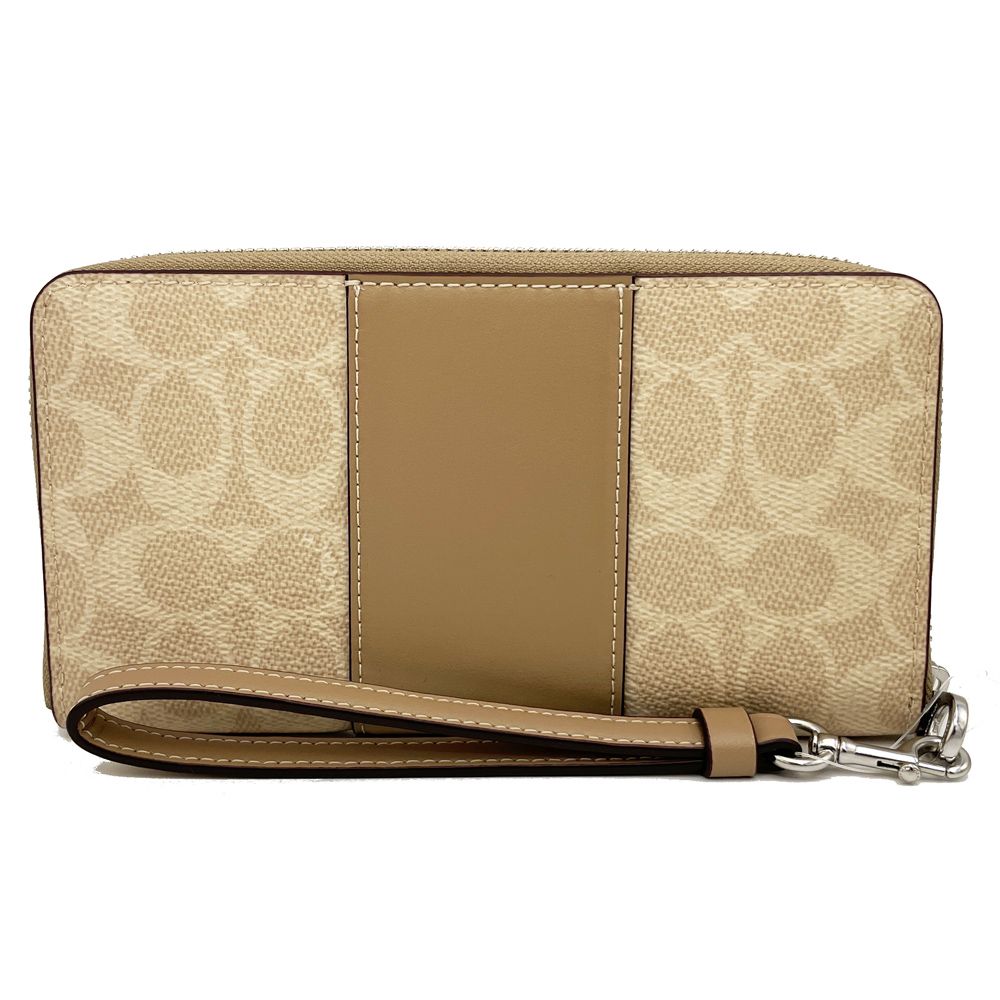 COACH 蔻馳 【COACH】C LOGO手掛式拉鍊零錢袋長夾(杏茶烤奶)
