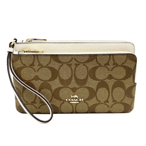COACH 蔻馳 【COACH】C LOGO長夾式雙層大手拿包/零錢包(米白)