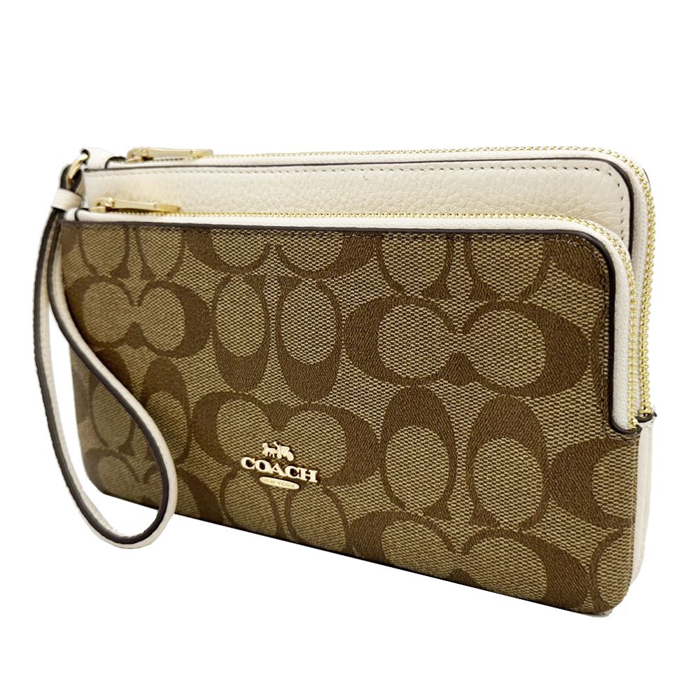 COACH 蔻馳 【COACH】C LOGO長夾式雙層大手拿包/零錢包(米白)