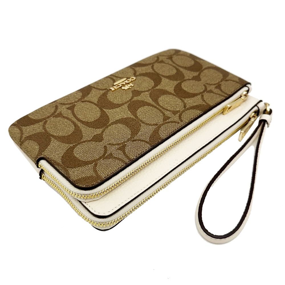 COACH 蔻馳 【COACH】C LOGO長夾式雙層大手拿包/零錢包(米白)