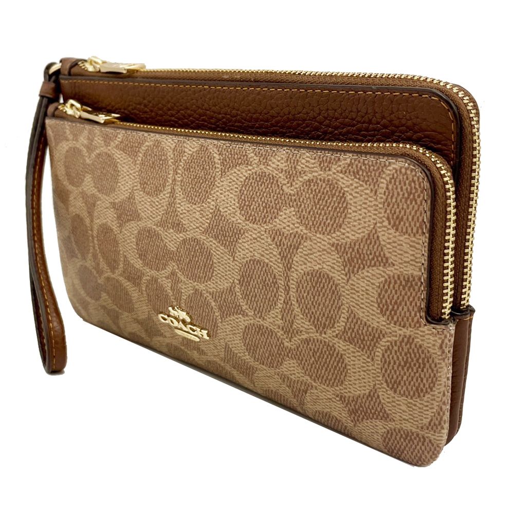 COACH 蔻馳 【COACH】C LOGO長夾式雙層大手拿包/零錢包(焦糖)