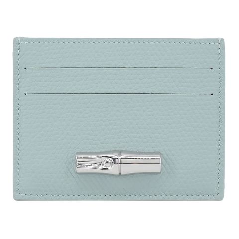 LONGCHAMP LE ROSEAU系列竹節牛皮名片夾(青瓷綠)