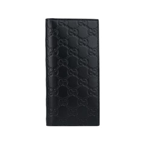 GUCCI GG Logo 滿版牛皮對開二折長夾(黑色) 779828 CWC1N 1000