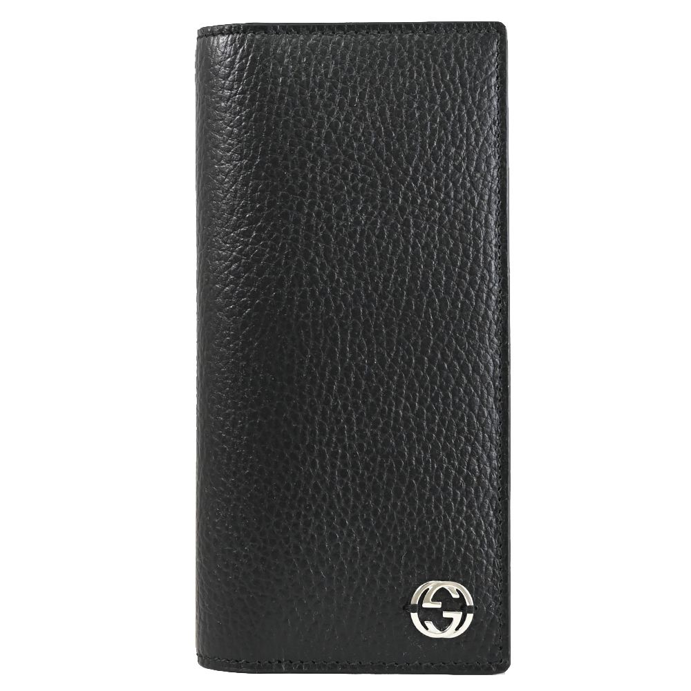 GUCCI 古馳 經典金屬G LOGO對開多卡零錢長夾.黑