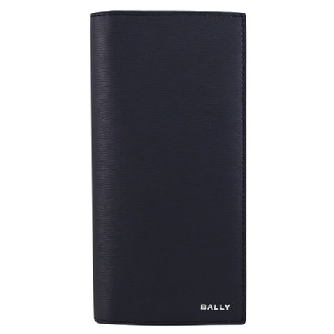 BALLY 6304910 CRS CONT 燙印LOGO水波紋皮革對開零錢長夾.午夜藍