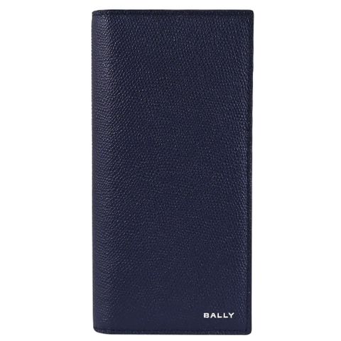 BALLY 6306420 FLAG 燙印LOGO內裏撞色對開零錢長夾.深藍