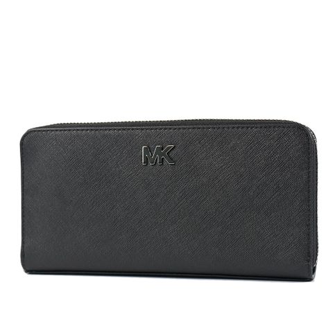 MICHAEL KORS COOPER 男款 十字紋防刮拉鍊長夾-黑色