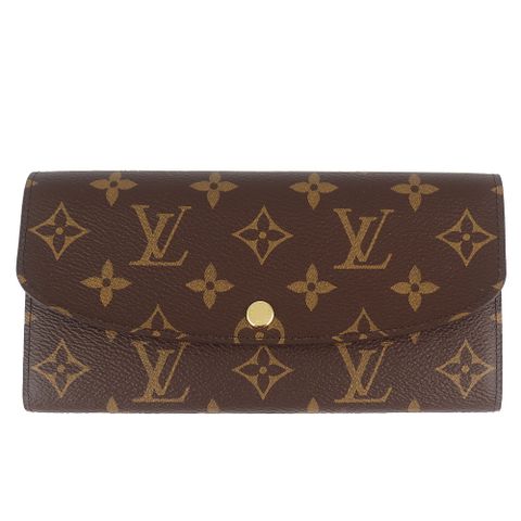 LV Monogram LV花紋帆布壓扣長夾-M60697/紫