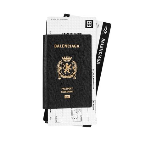 BALENCIAGA 護照及雙機票造型牛皮對開二折長夾(黑色) 787777 2AA3R 1000