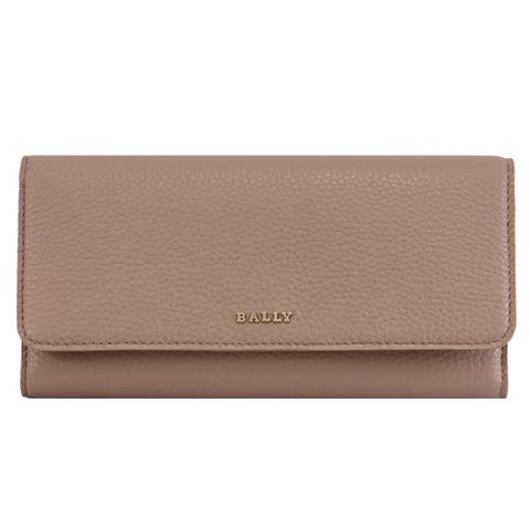BALLY 6306227 WISH 金屬LOGO牛皮三折扣式長夾.大象灰