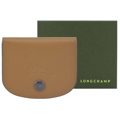 LONGCHAMP LE PLIAGE XTRA系列牛皮翻蓋名片夾(煙草棕)