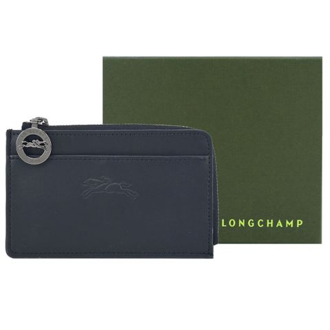 LONGCHAMP LE PLIAGE XTRA系列牛皮卡片零錢包(黑)