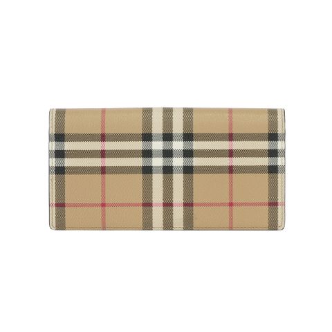BURBERRY Vintage 經典格紋對開長夾(經典米色) 8113130 A7026