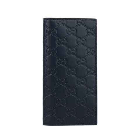 GUCCI GG Logo 滿版牛皮對開二折長夾(深藍色) 779828 CWC1N 4009