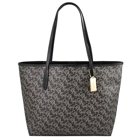 COACH 蔻馳 新版品牌印花LOGO肩背托特包.黑