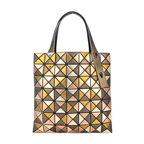 Issey Miyake 三宅一生 BAOBAO 7x7鉑金壓紋光澤手提包-金銅