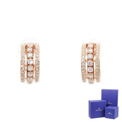 SWAROVSKI 施華洛世奇 Further璀燦白色水晶大圈玫瑰金耳針式耳環