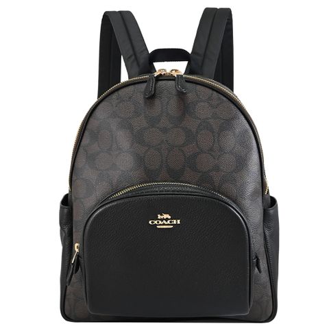 COACH 5671 經典印花LOGO休閒雙肩後背包.深咖/黑