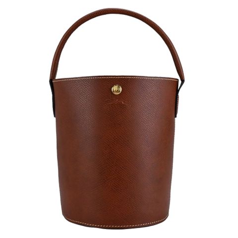 Longchamp CUIR DE RUSSIE系列牛皮壓印手提水桶包(棕)