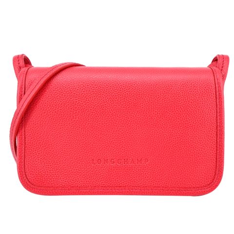 LONGCHAMP LE FOULONN?系列牛皮翻蓋夾式斜背包(愛心紅)