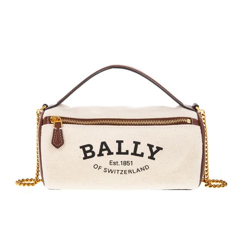 BALLY 新款Calyn 米色帆布圓桶手提/斜背包
