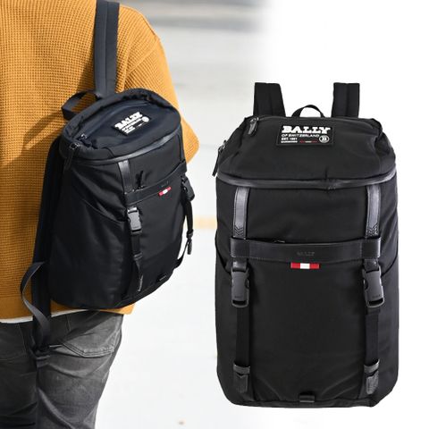 BALLY 6235478 ON THE GO 腰包/手拿三用折疊後背包.黑