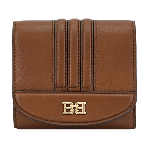 BALLY BLESSY 金屬LOGO釦式三折零錢短夾.咖