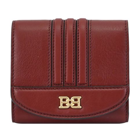 BALLY BLESSY 金屬LOGO釦式三折零錢短夾.深紅